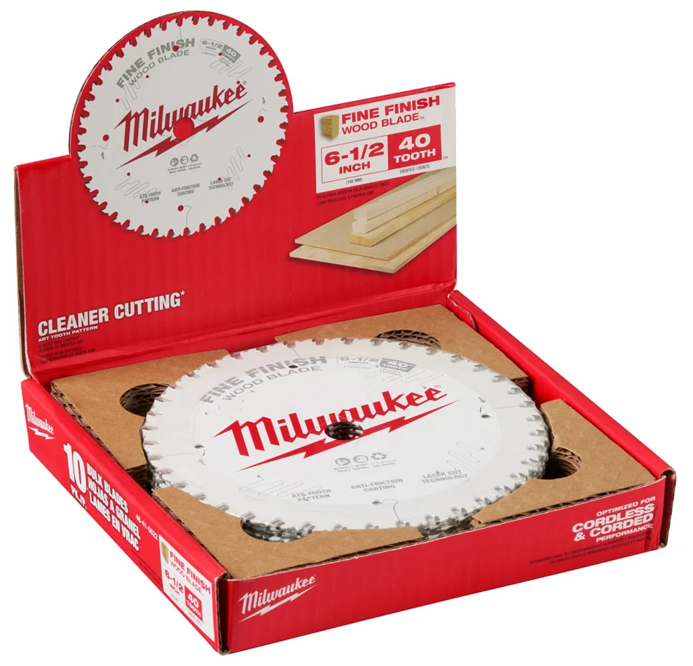 Milwaukee 48-41-0622 6-1/2" 40T Fine Finish Circular Saw Blade Bulk 10