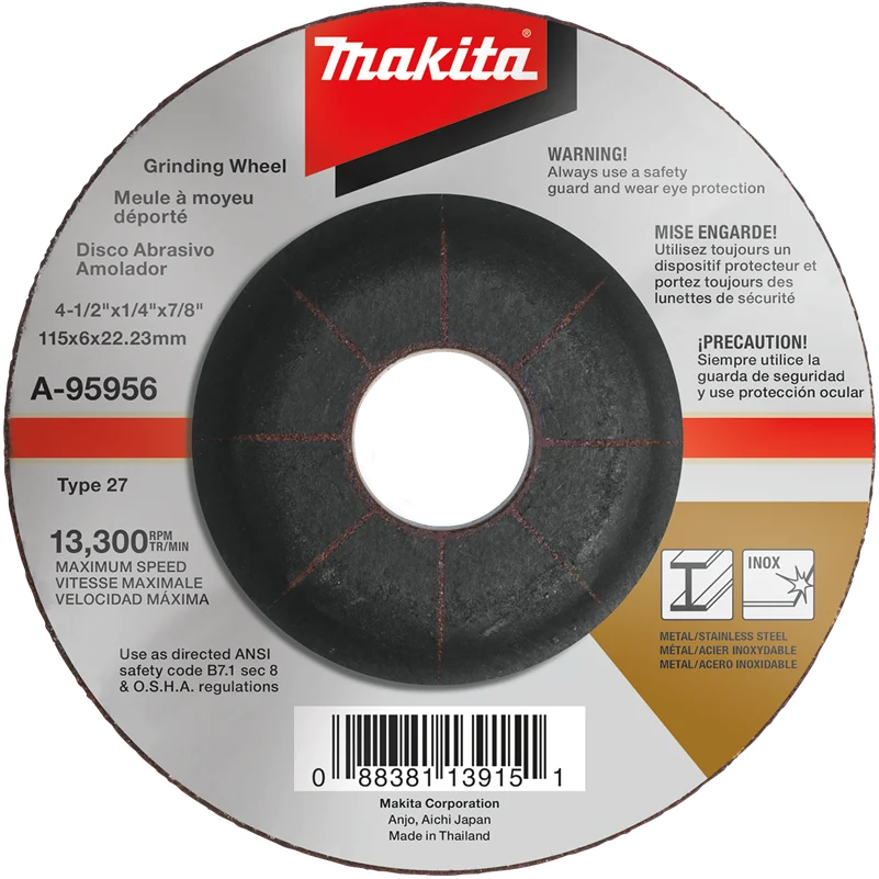 Makita A-95956 4-1/2 in. X 1/4 in. X 7/8 in. INOX Grinding Wheel, 36 Grit