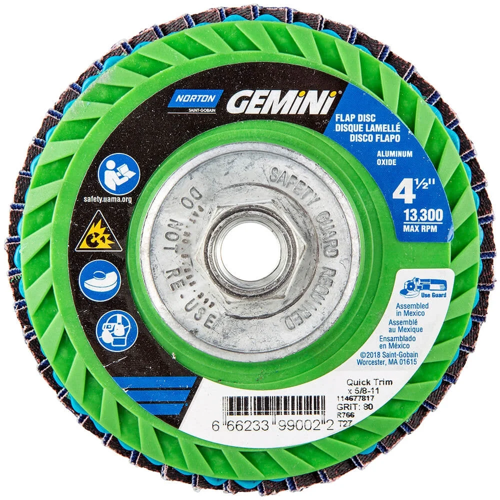 Norton 66623399002 Flat Flap Disc, 4-1/2 in. P80 10pk