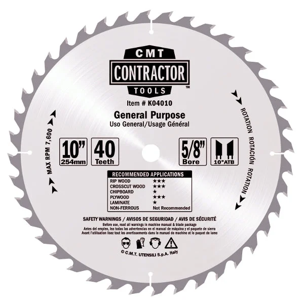 CMT K06014 ITK Contractor General Purpose Saw Blade, 14 x 60 Teeth, 10¼ ATB with 1-Inch bore