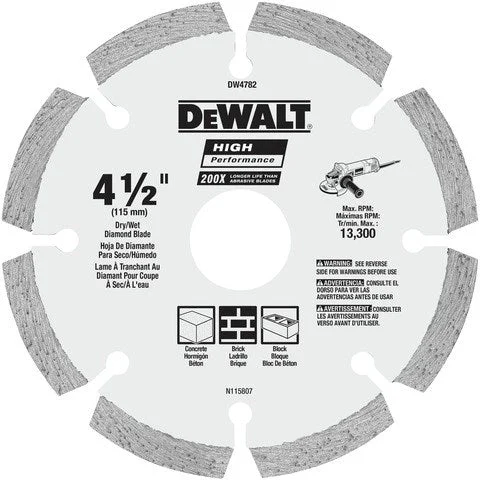 Dewalt Dw4782 4 1/2" Segmented Diamond Blade