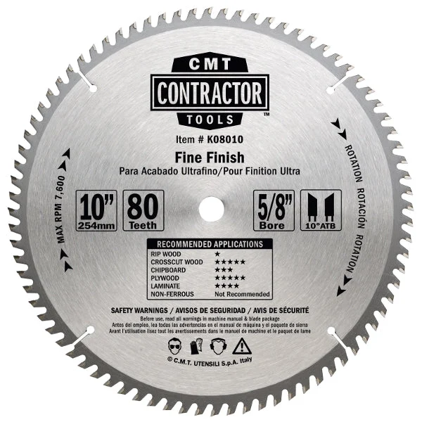 CMT K08010 10 Inch ITK Contractor Finishing Saw Blade