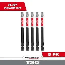 Milwaukee 48-32-4289 SHOCKWAVE 3.5 in. Impact TorxÂ® T30 Impact Driver Bit 3 Pack