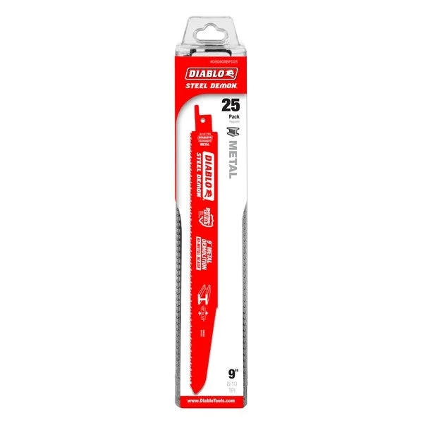 Diablo Tools 9" 8/10Tpi Bi-Metal Reciprocating Saw Blades For Thick Metal (25-Pack)