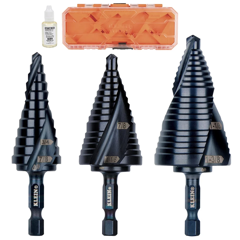 Klein Tools QRSTSPRO Quick Release Step Bit Set, 3 Pc