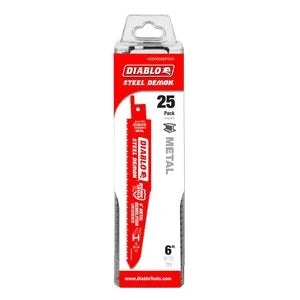 Diablo Tools 6" 8/10Tpi Bi-Metal Reciprocating Saw Blades For Thick Metal (25-Pack)